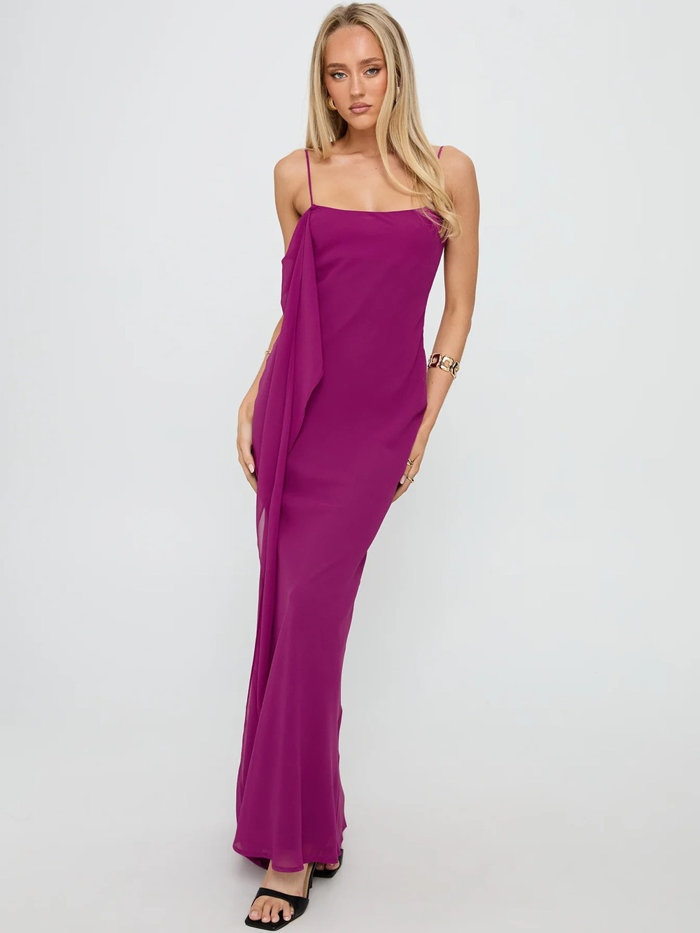 Syrina Cowl Neck Scarf Maxi Dress Berry